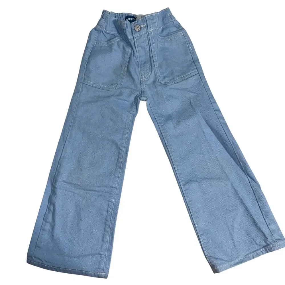 Old‎ Navy Girls (XS) 5 Jeans Hi Rise Baggy Wide Leg Denim Everyday Casual Basic